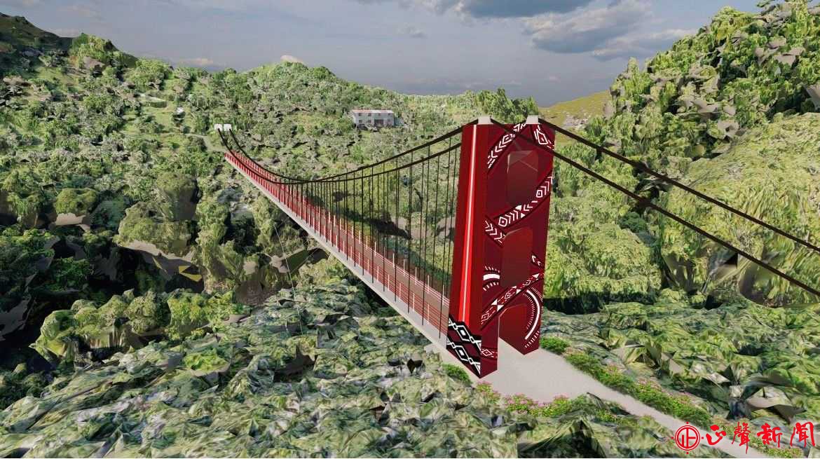  和平區環山部落南湖溪新建吊橋將完工。(記者高先鋒攝)-正聲新聞